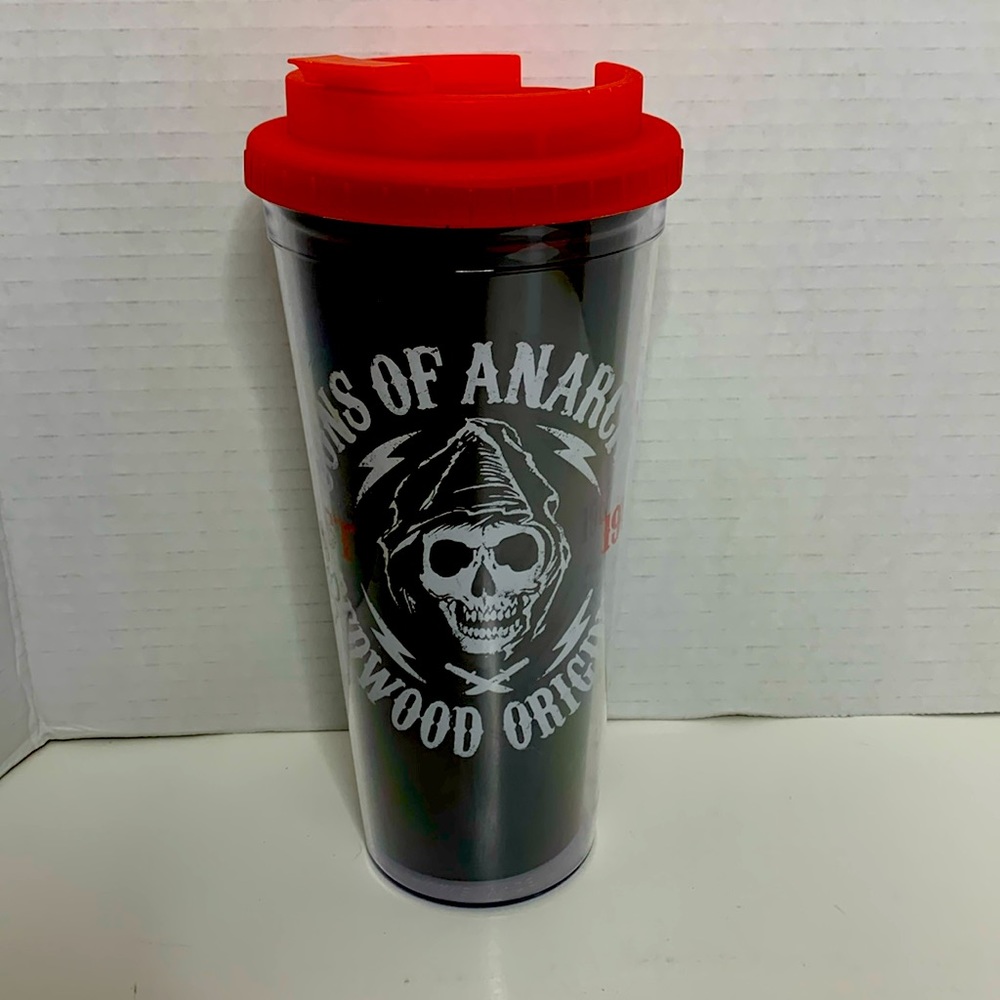 Sons Of Anarchy | Black Plastic Travel Mug | Skull Reaper | SOA Redwood Original